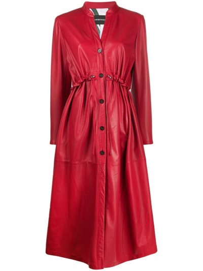 Abrigos Armani Emporio Single Breasted Cuero Mujer Rojas | RPYF0FU9