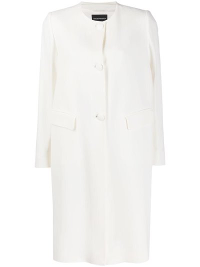 Abrigos Armani Emporio Single Breasted Collarless Mujer Blancas | U5ZF8GLM