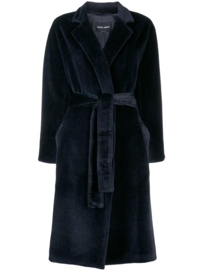 Abrigos Giorgio Armani Belted Mujer Azules | 7ID2213I