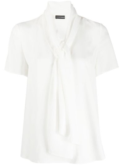 Blusas Armani Emporio Pussy Bow Mujer Blancas | DICGX7J1