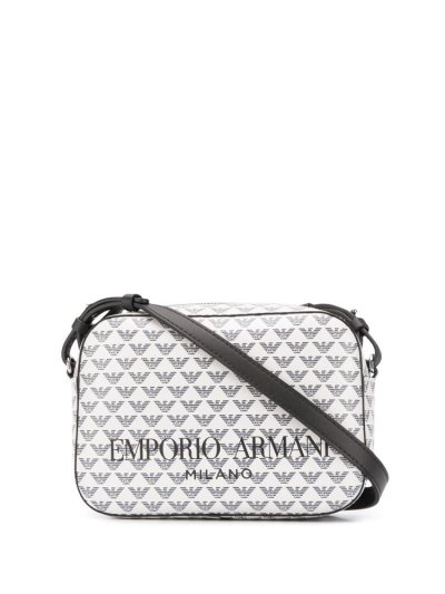 Bolsa De Hombro Armani Emporio Logo Print Mujer Blancas Negras | 6A10IOHV