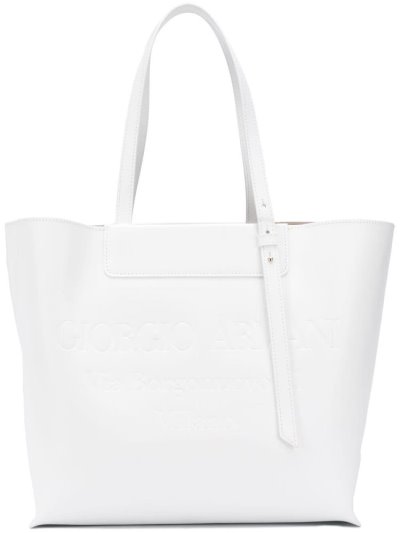 Bolso Tote Giorgio Armani Embossed Logo Mujer Blancas | H6X92S7V