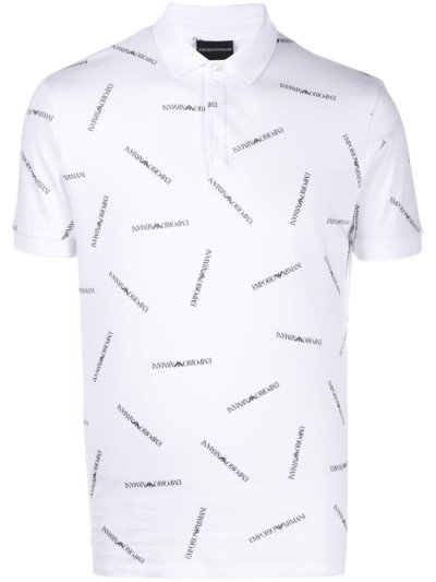 Camisa Polo Armani Emporio Corta Sleeve Logo Print Hombre Blancas | MT3AKGKK