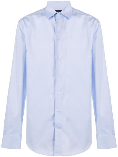 Camisas Armani Emporio Button Cuff Hombre Azules | G3ZIKHSS