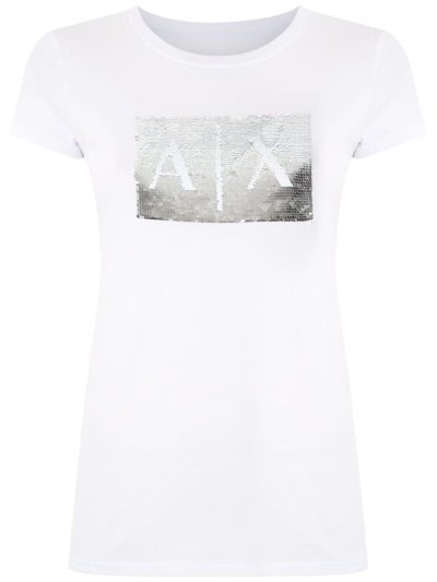 Camiseta Armani Exchange Logo Print Mujer Blancas | G06J1UC0