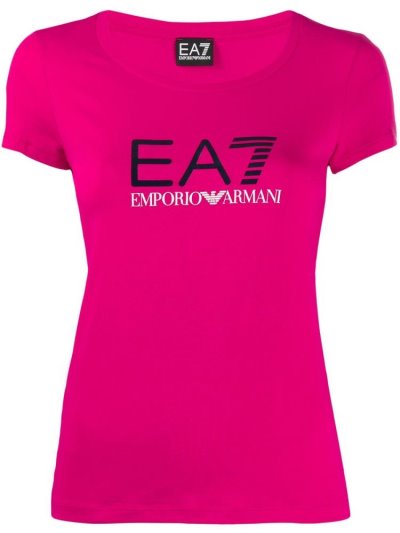 Camiseta Ea7 Emporio Armani Fitted Logo Print Mujer Rosas | HJXN33N7