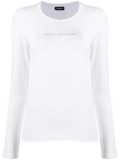 Camiseta Armani Emporio Embellished Logo Mujer Blancas | SK4EC7SJ