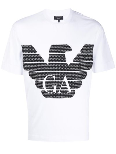 Camiseta Armani Emporio Icon' Logo Print Hombre Blancas | UAZ2M1LT