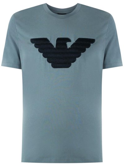 Camiseta Armani Emporio Logo Hombre Azules | 5NHJS5D7
