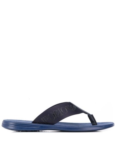 Chanclas Armani Emporio Logo Bands Hombre Azules | LQVS2AQ3