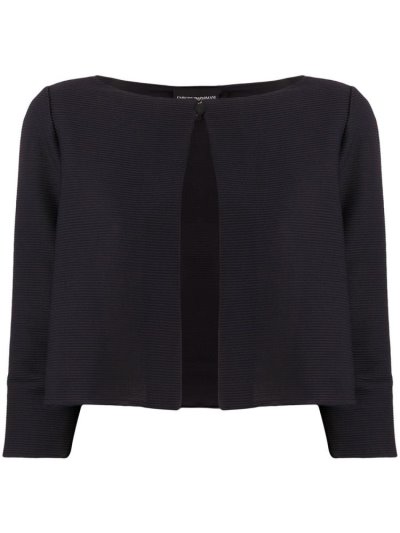 Chaquetas Armani Emporio Ribbed Cropped Mujer Azules | 08DXPJ7B