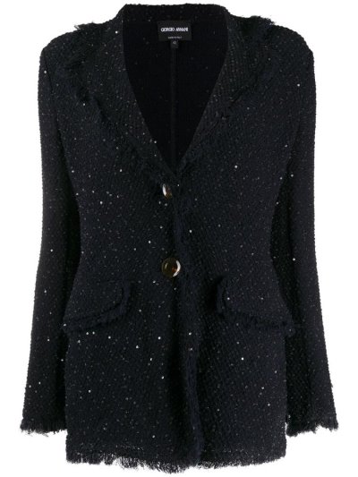 Chaquetas Giorgio Armani Bouclé Mujer Azules | XSSOD94N