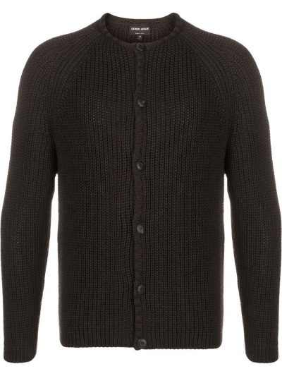 Cárdigan Giorgio Armani Round Neck Hombre Marrones | QYMXUZAE