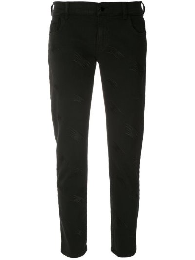 Jeans Armani Emporio Cropped Embroidered Mujer Negras | 8SOTRIAS