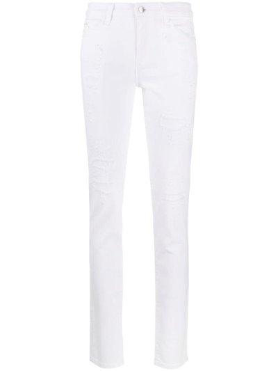 Jeans Armani Emporio Distressed Slim Fit Mujer Blancas | U5GLN11J