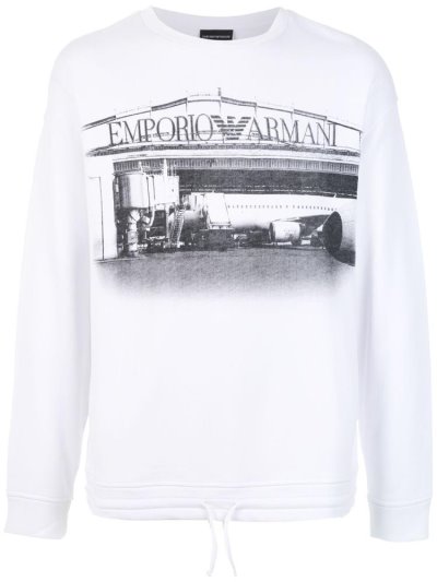 Jerséis Armani Emporio Logo Print Hombre Blancas | CIL1S6KY