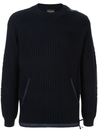 Jerséis Armani Emporio Textured Hombre Azules | 9JMJLN2W