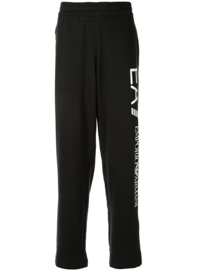 Pantalones Ea7 Emporio Armani Logo Print Pista Hombre Negras | 4CVKFO6C