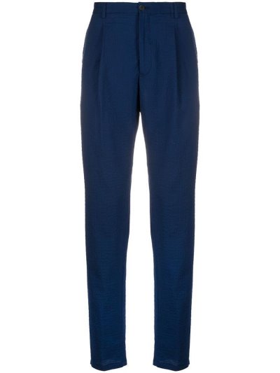 Pantalones Armani Emporio Seersucker Wool Blend Hombre Azules | 5TN0886W