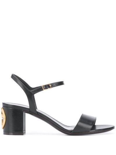 Sandalias Giorgio Armani Logo Plaque 60mm Mujer Negras | KBTGBZZJ