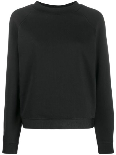 Sudaderas Armani Emporio Logo Hem Mujer Negras | SQDXX3CD