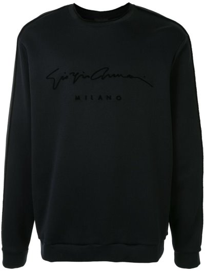 Sudaderas Giorgio Armani Signature Logo Print Hombre Negras | 24PCYZ0H