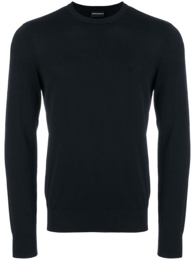 Suéteres Armani Emporio Slim Fit Logo Hombre Azules | 9X6DLSEV