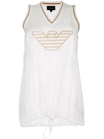 Tank Tops Armani Emporio Eagle Logo Mesh Mujer Blancas | ZX0NK1QX