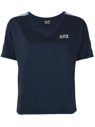 Tops Ea7 Emporio Armani Logo Corta Sleeve Mujer Azules | VZ3RIDMD