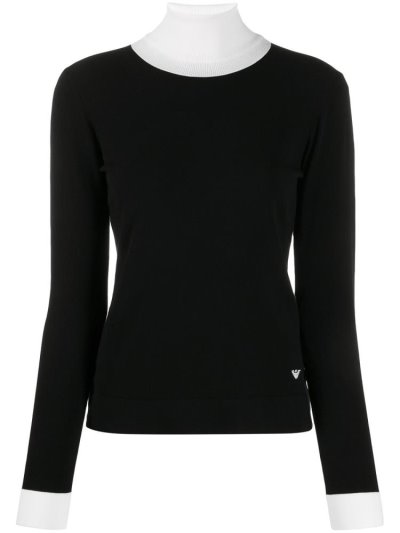 Tops Armani Emporio Ribbed Neck Mujer Negras | 2QH1G2Z6