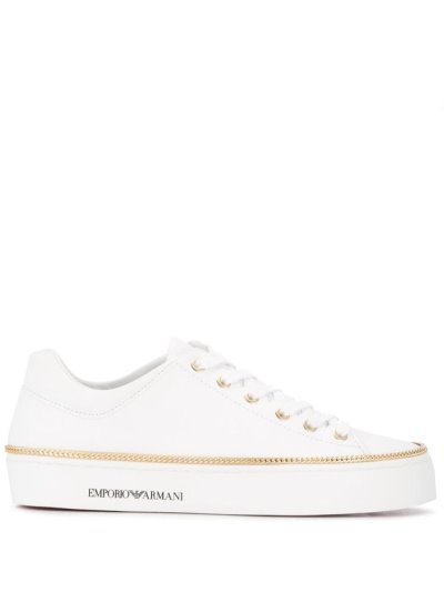 Zapatillas Armani Emporio Chain Trim Low Top Mujer Blancas | WQAG4OQT